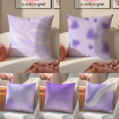 Mystical Elegant Purple Themed Artistic Prints Cushion Cover Pillowcase Short Plush Invisible Zipper Room Sofa Cushion Cover