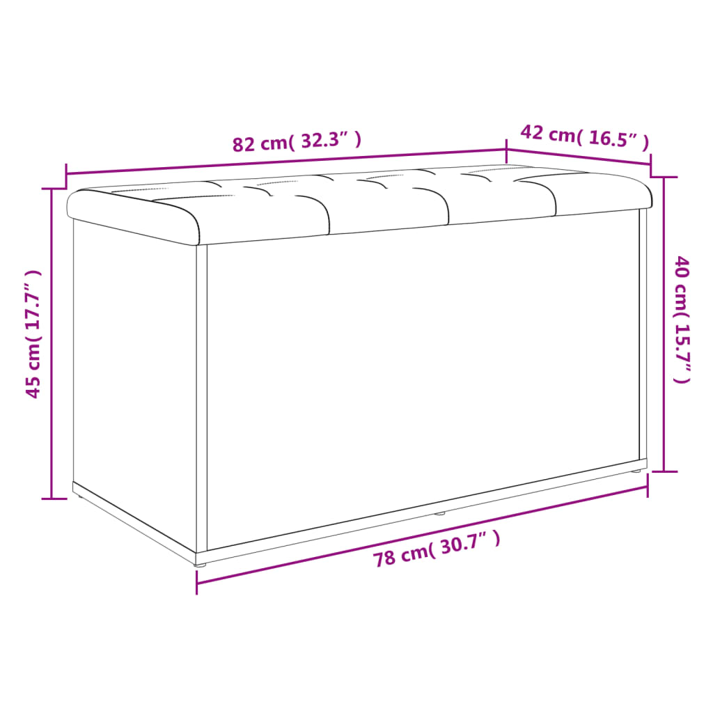 Storage Bench In Grey Sonoma 82 X 42 X 45 Cm Particleboard