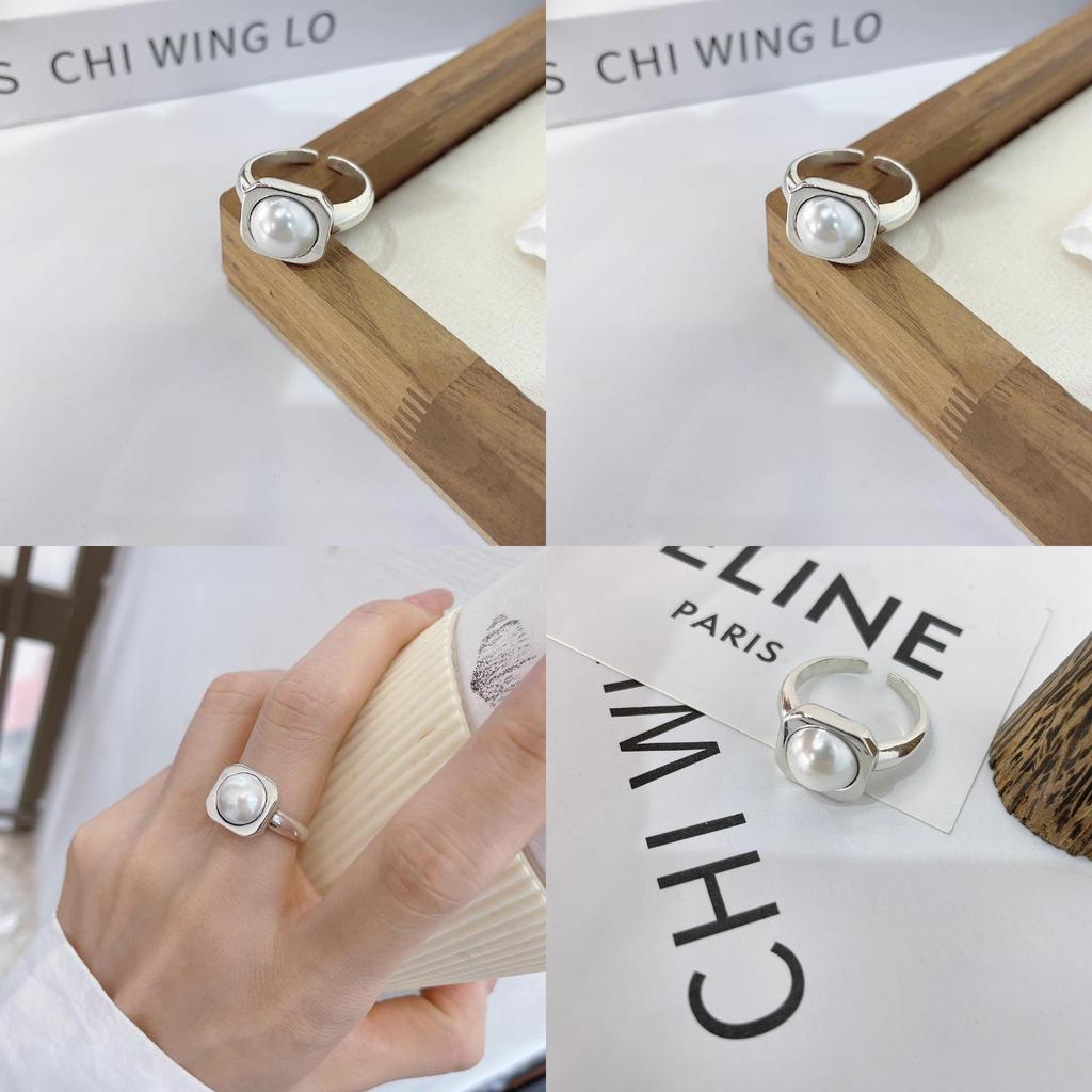 Contemporary Square Pearl Ring For Women Unique Korean Design Adjustable Comfort For