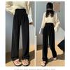 Autumn Women's Black Velvet Wide Leg Trousers for Outwear