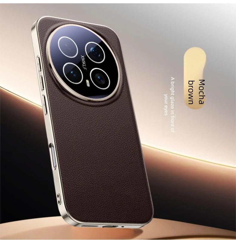 

Luxury Napa Texture Vegan Leather Case For Honor Magic 7 8 Pro Business Cover With Camera Holes Cutout Plating Frame Honor Magic7 Pro темно-коричневого