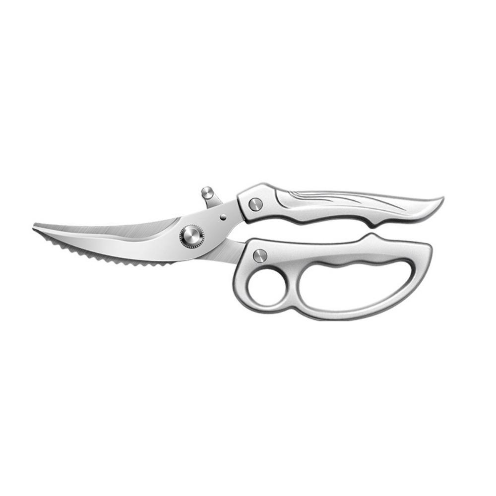 Multi-functional Stainless Steel Chicken Bone Shear Rust-proof Automatic Rebound BBQ Scissor Sharp Hard Kitchen Scissor Fish5