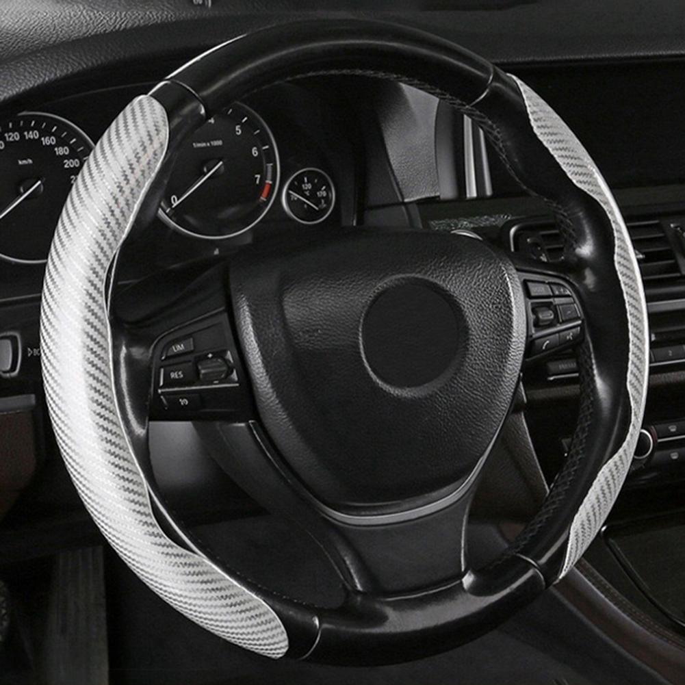 1 Pair Laser Carbon Fiber Textured Steering Wheel Cover Laser Carbon Fiber