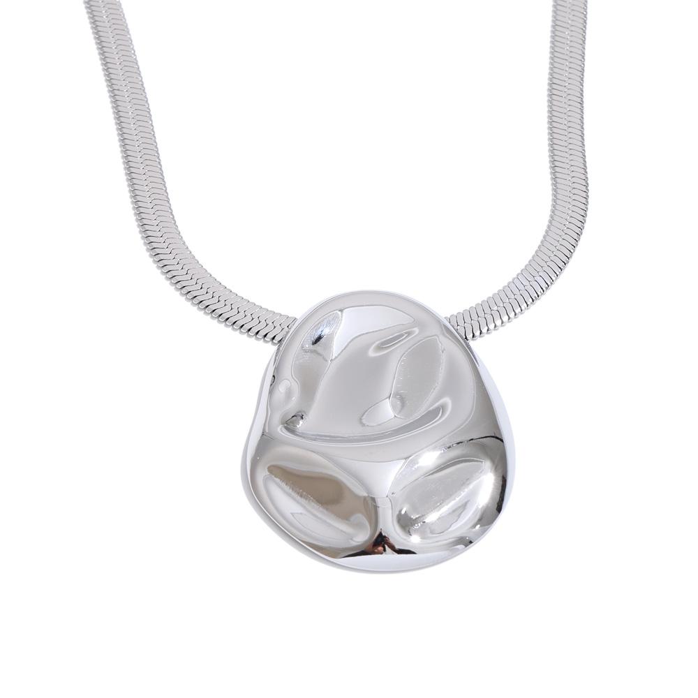 Eetit 2026 Stainless Steel Metal Hammer Geometric Pendant Necklace Distinctive Snake Chain Women Waterproof Jewelry High Quality