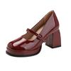 Spring New Versatile Small Leather Shoes Red Wedding Thick Heel Heightening Waterproof Table Mary Jane Shoes Women's Single Shoes