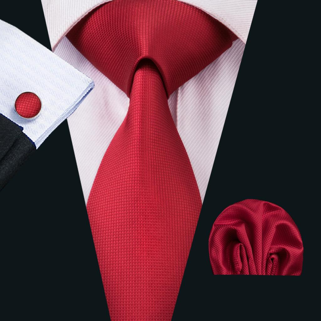 New Fashion Mens Accessory Silk Tie Set Necktie Pocket Square Cufflinks Set