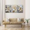 Fashion Gold and White Flower Canvas Posters Painting Abstract 3D Lily Flowers Wall Art Print for Bedroom Living Rome Home Decor