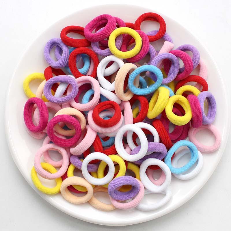 100Pcs/Set Women Elastic Hair Bands Girls Colorful Nylon Rubber Bands Headband Scrunchies Kids Ponytail Holder Hair Accessories
