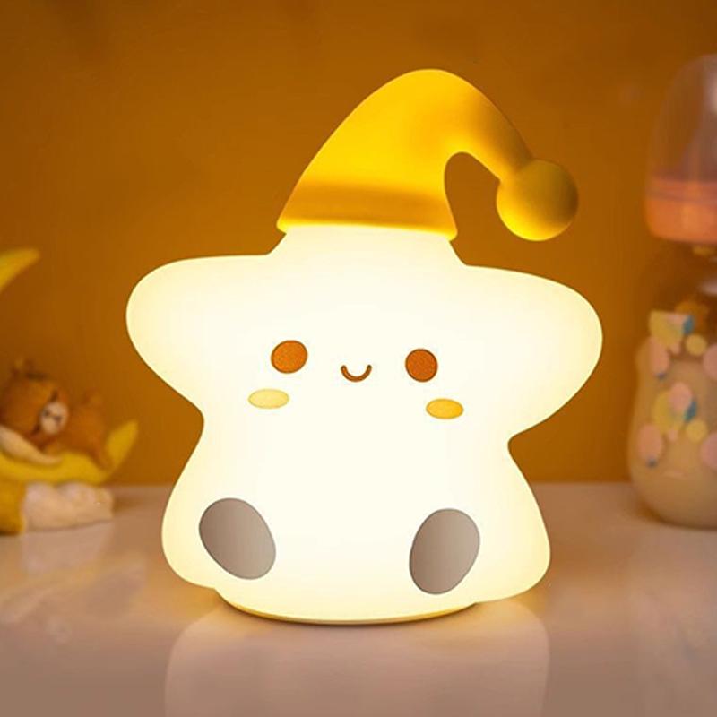 Cute Night Light Star Cute Birthday Gift Soft Silicone Lamp Warm Bedside Lamp Desktop Ornament Night Light