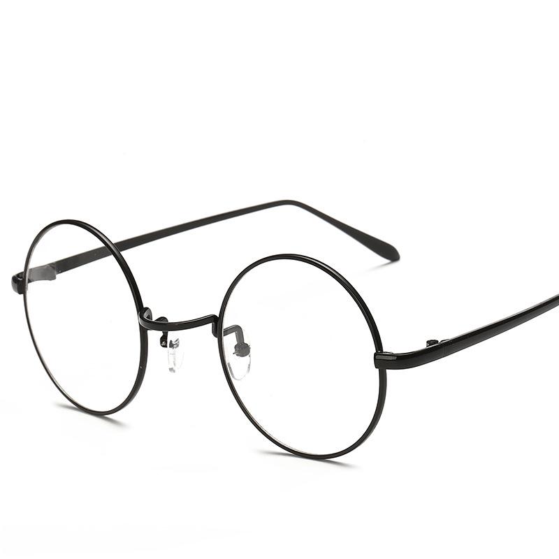 Retro Round Eyeglass Frames: Trendy Korean Style for Men & Women, Full-Rim Metal Design, Ideal for Myopia or Decorative Use.
