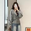 Korean Style V-Neck Batwing Sleeve Tie-Waist Slimming Sweater