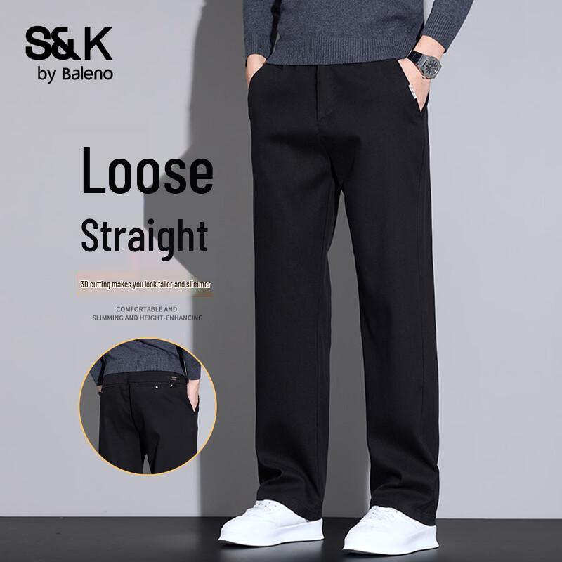 Baleno Men s S&K Loose Straight Casual Trousers 31