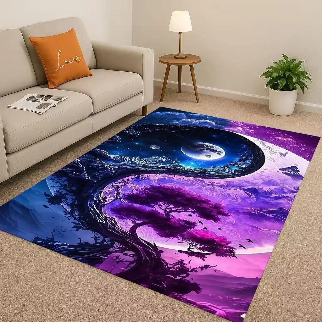 New Yin Yang Chinese Tai Chi Natural Balance Art Living Room Non-Slip Area Rug Soft Carpet for Bedroom Sofa,Home Decor Doormat