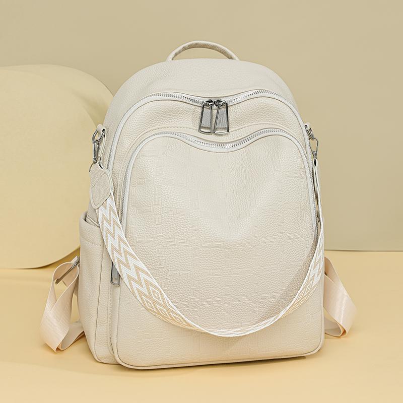 Women's Soft Leather Large Capacity Backpack Multi-Function Shoulder Bag