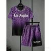 Fun Men's Set Leopard Colorful Printed Men's T-shirt and Shorts 2 Piece Set Summer Casual Outdoor Men's and Women's T-shirt Sets