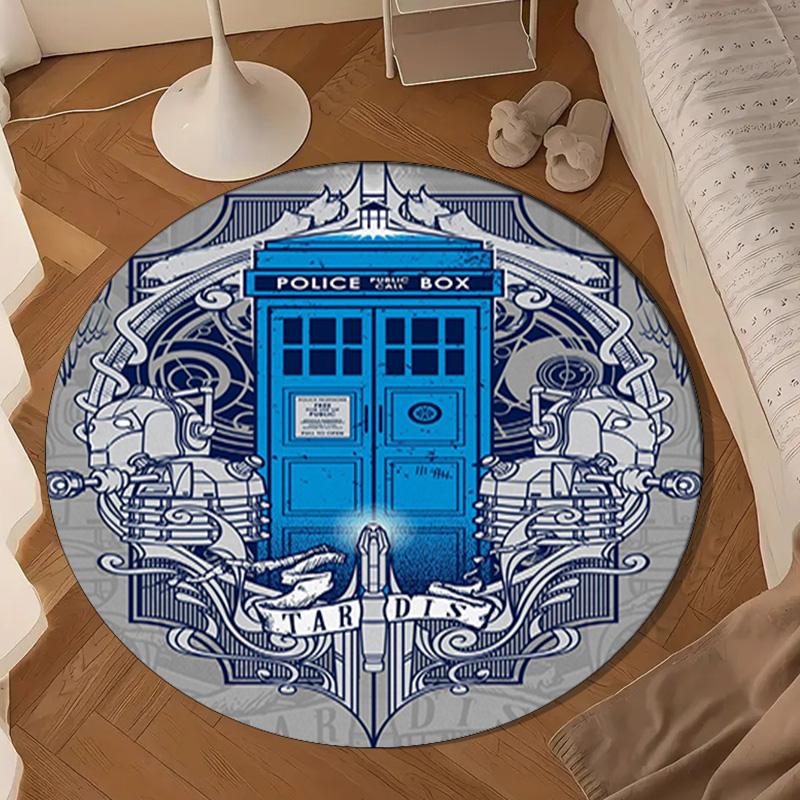 telephone booth Round Rug for Livingroom,Bedroom, Palyroom, Chair Rug, Area rug, Circle Carpet, Large Size Fan Christmas gift