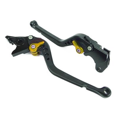 S129 Black (Gold) Suzuki Brake Clutch Lever 6 Level Adjustment Long Fit V-Strom 250 GSX250R GSR250 GSX-S750 Etc