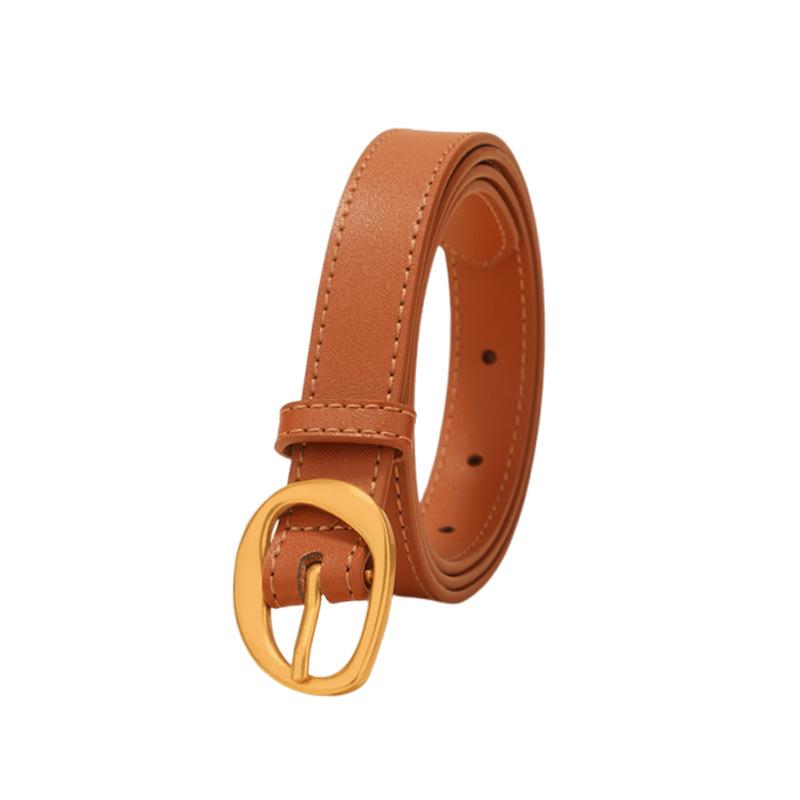 Women's Genuine Leather Pin Buckle Belt Decoration Fashionable with Jeans Belt High-end Trouser Belt