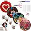 1pc Valentine's Day Blue Embroidered Fabric Craft Kit with Heart Pattern and Tools Included