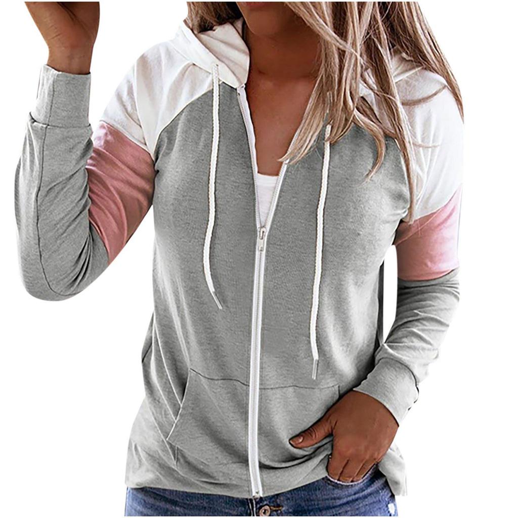 Damen-Kapuzenpullover mit Reißverschluss und europäischem und amerikanischem Herbst-/Winter-Print