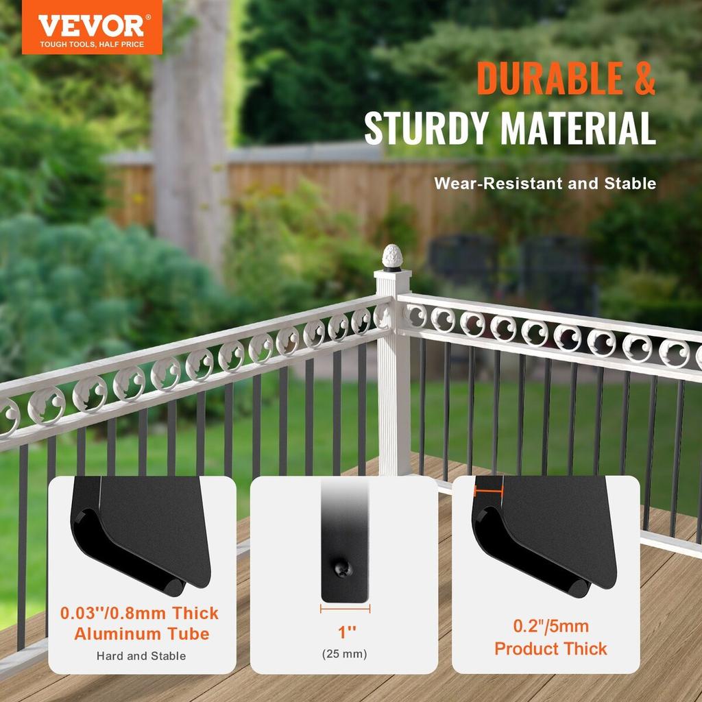 Staircase Metal Balusters, 820x25x5mm Flat Aluminum Alloy Decorative Banister Spindles, 51 Pack Deck Baluster with Screws, Classic Hollow Deck Railing