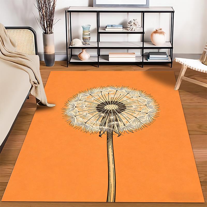 Modern Orange Carpet with Dandelion Design for Living Room Decor Suitable for use as an anti-slip for living room bedroom sofas