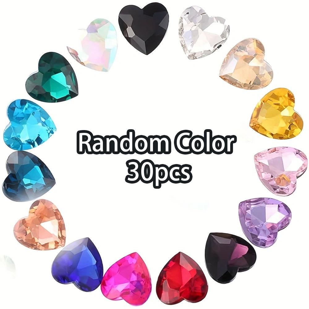 

10/20/30 шт. случайных смешанных цветов, большие красные, с острым дном, персиковые, в форме сердца, стеклянные, в форме «сделай сам», аксессуары для украшения мобильного телефона, изготовление подарков своими руками 30pcs