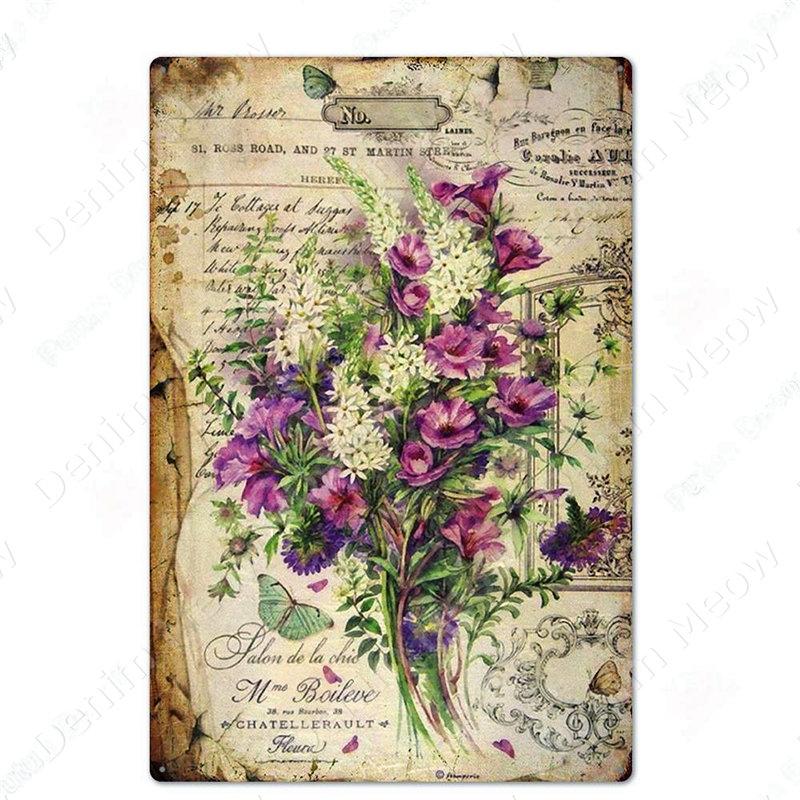 Frisch geschnittene Blumen Vintage Metallblechschild Wandplakette für Floristen Garten Hinterhof Café Familiengeschenk Dekoration N