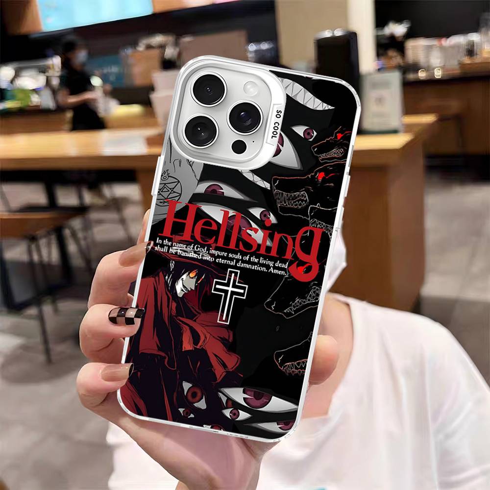 

Классический японский аниме Hellsing Чехол для телефона для iPhone 17 16 15 14 11 12 13 Pro Max Pro Plus Цветная серебристая крышка iPhone 16pro max