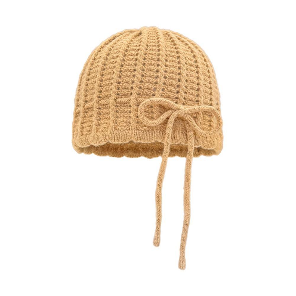 

Lace Knitted Hat Handmade Crochet Ear Protection Cap Breathable Skullies Hat for Women чорний