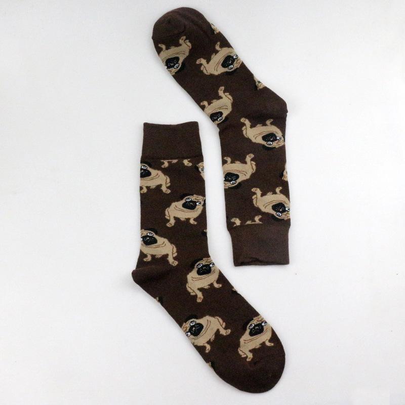 Men Socks Spotted Dog Bulldog Dog Coloured Long Style Mangy Dog Tide Socks