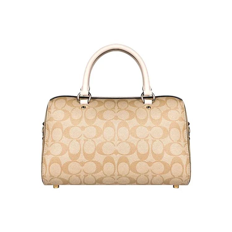 Coach Rowan PVC Boston Bag Handbag Large Women's Light Khaki (Unisex) Handbags 83607 IMDQC