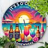 Vibrant Tropical Beach Bar Metal Art Sunset Cocktail Palm Tree Wall Decor for Pub BBQ Shop