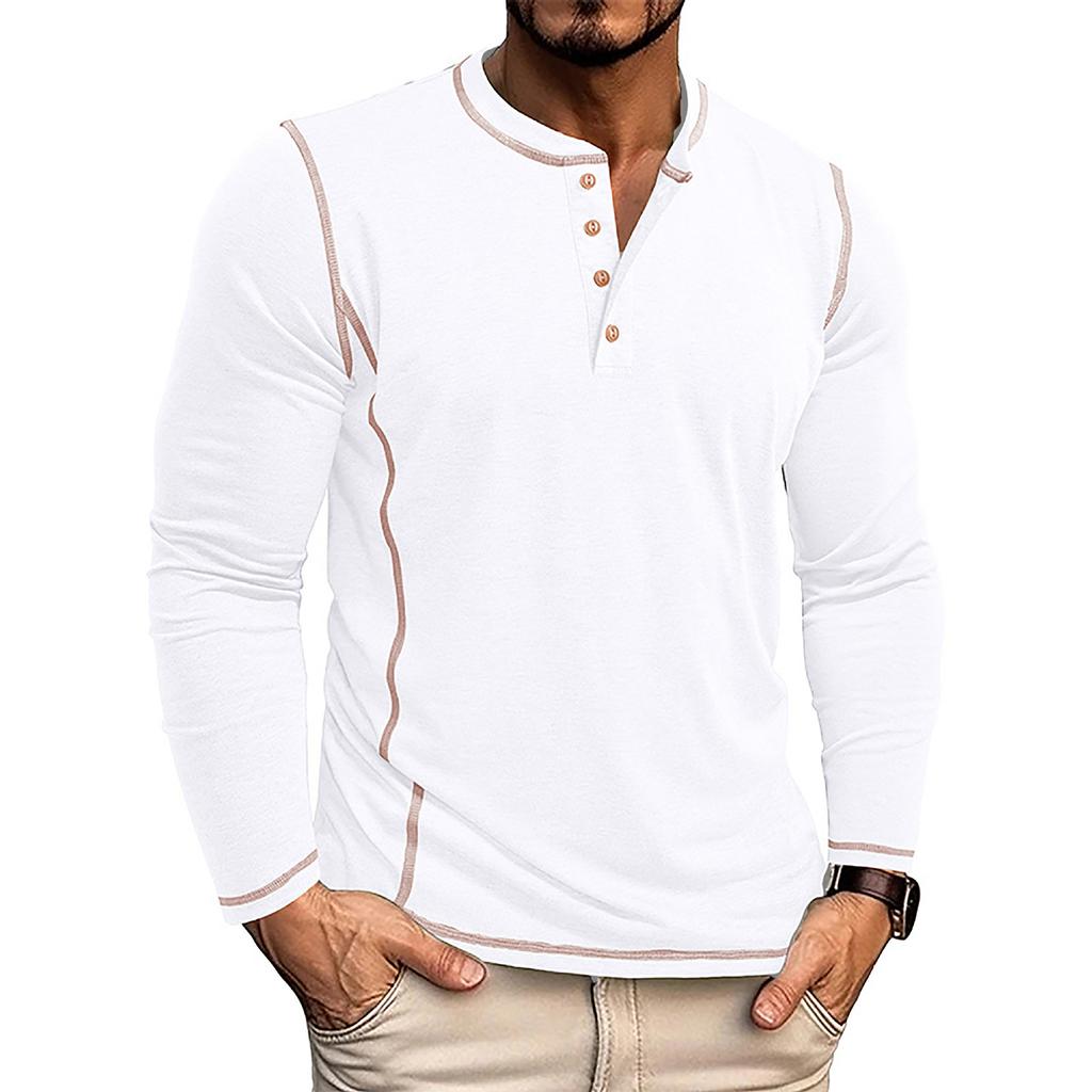 Men's Solid Color Long Sleeve T-Shirt Shirt Men's Casual Sports Top