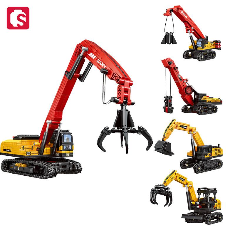 

SEMBO 4IN1 Grabbing Machine Assemblage Construction Blocks Kits MOC Excavator Truck Model Bricks Car Building Collection Boys Playthings Present no box