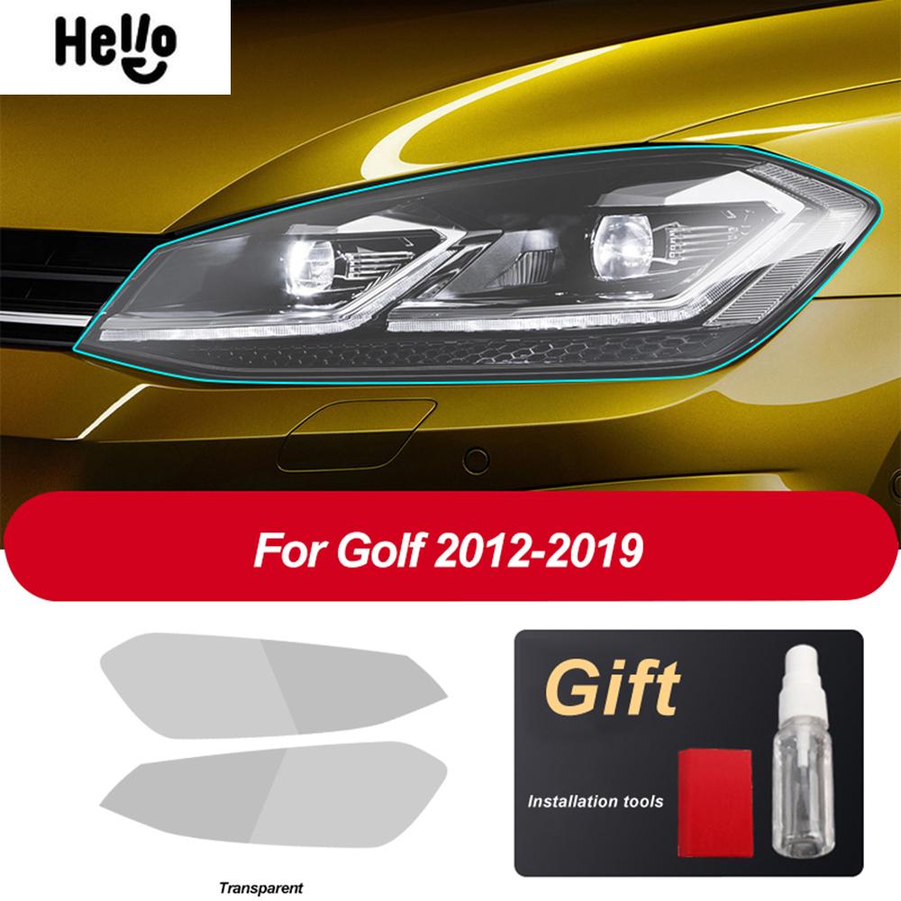 For Volkswagen VW Golf 7 MK7 2012- Accessories Car Headlight Tint Black Protective Film Taillight Transparent TPU Sticker
