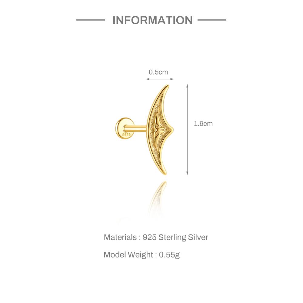AIDE 925 Silver 1Pc Shiny Geometric Sailboat Hidden Helix Piercing Earring For Women Punk Jewelry Personalities Fashion
