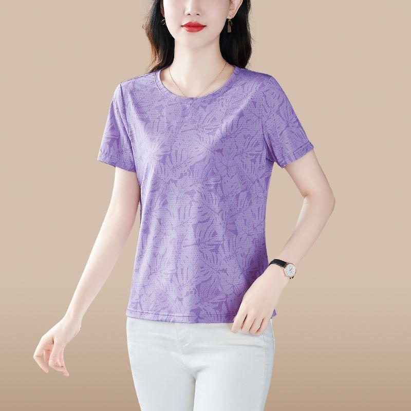 Letni T-shirt z krótkim rękawem z okrągłym dekoltem, nowy temperament, moda, luźny, z nadrukiem, damski, patchworkowy, wszechstronny, oddychający, cienki top