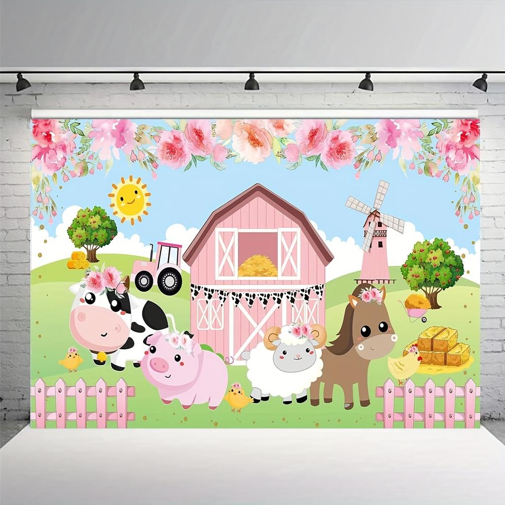 Farm Animal Party decoration Banner Birthday Party supplies Background Photo Booth banner decoration