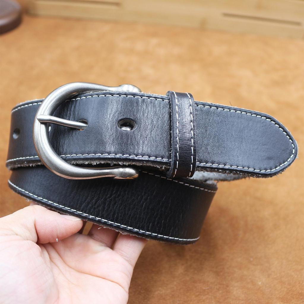 Herren Retro Gürtel aus echtem Leder - Oberste Schicht Rindsleder mit Dornschließe, Vielseitig für Mode und Hosen