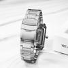 JewelryWe Men's Square Quartz Watch 3ATM Water Resistant Stainless Steel Band Roman Numerals Analog Calendar Casual Stylish Silver Gift for Boyfriend