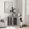 Dog Crate Furniture Side Table, with Cushion, 122 x 61 x 71cm - Grey