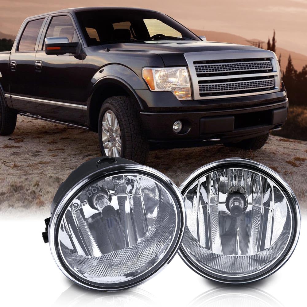 

Комплект противотуманных фар с лампами, совместимый с Ford F150 2006-2010 / Подходит для Lincoln Mark LT Base 2006-2008, Круглые лампы с прозрачным стеклом и хромированным корпусом, Левая сторона водителя и