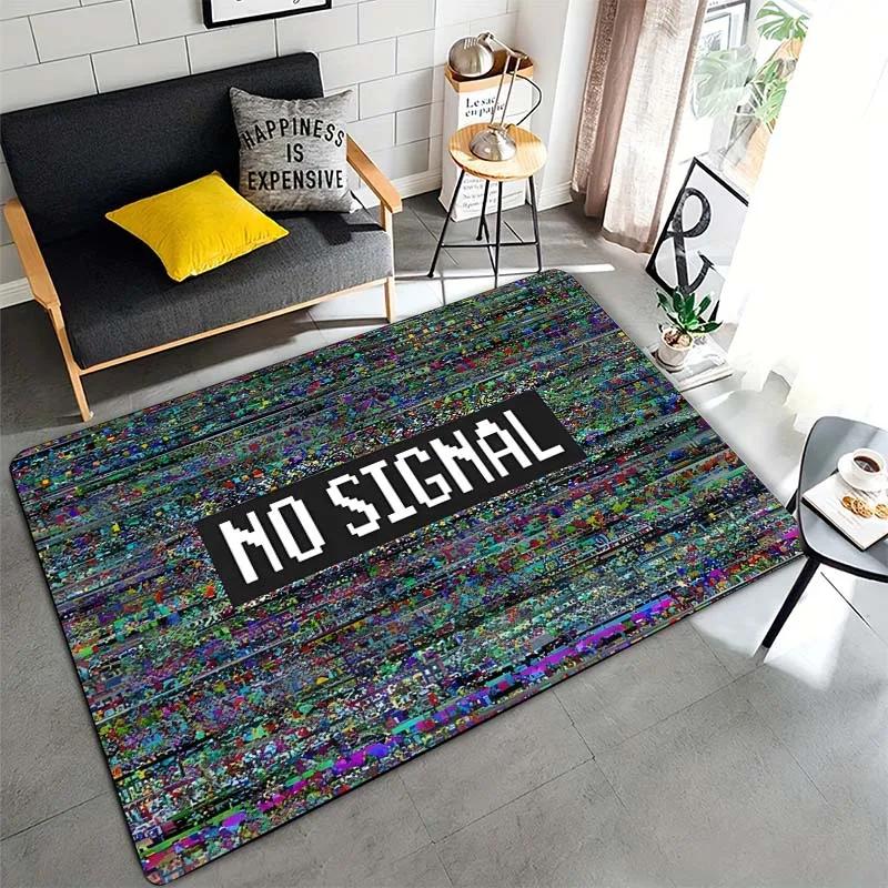 

No Signal TV Test Pattern Area Rug Available Non-Slip Carpet for Living Room Bedroom Bedside Floor Mat Home Decor 60x90cm(23x35in)