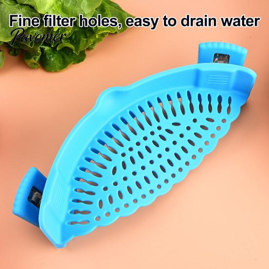 Vegetable Washing Filter Silicone Pot Edge Strainer, Clip-on Kitchen Colander for Pasta Vegetables, Multipurpose Food Strainer Non Slip Drainer