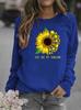 Sunflower Print Round Neck Women's Hoodie