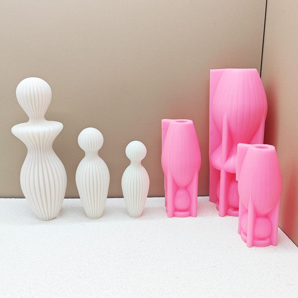 DIY abstrakte vasenförmige Kerze Silikonform nordischer Stil geometrisches Streifenmuster zylindrische römische Säule Kerzenformen Weihnachtsgeschenk