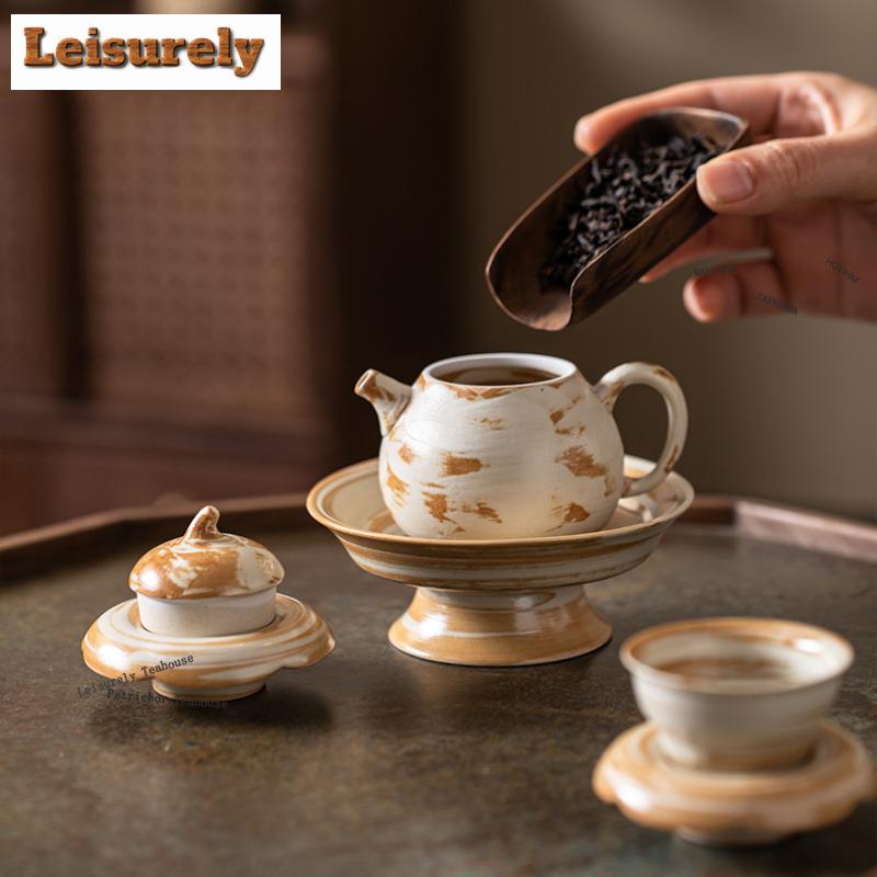 HOYIHM Cloud Rock White Wabi-sabi Teapot Elegant Tea Infuser Pot Tea Brewing Kettle With Filter Kung Fu Tea For Tea Decoration