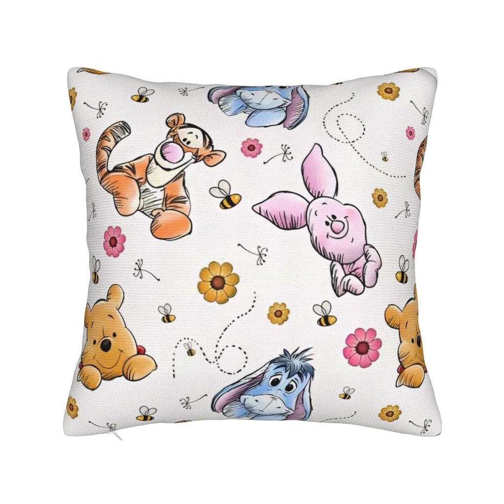 Winnie The Pooh And Tigger Square Pillow Cases Cute Bee Cushion Cover Customized Zipper Decor Pillowcase for Home
