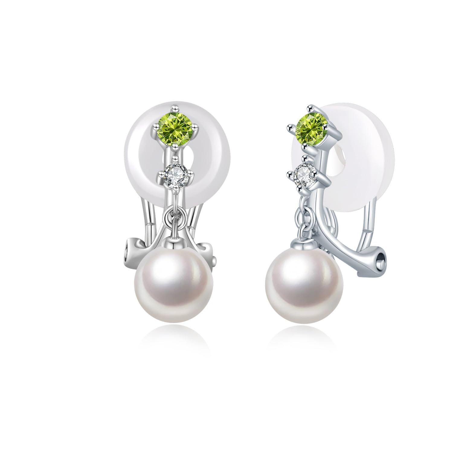 

Peridot Earrings for Silver August Everyday Anniversary FH.bird Women, Pearl, Wedding, Swinging, Painless, Hypoallergenic, 925, Cute, Birthstone,
